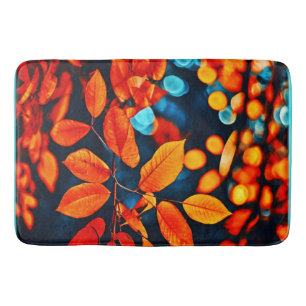 Vibrant Orange Leaves Art Bath Mat