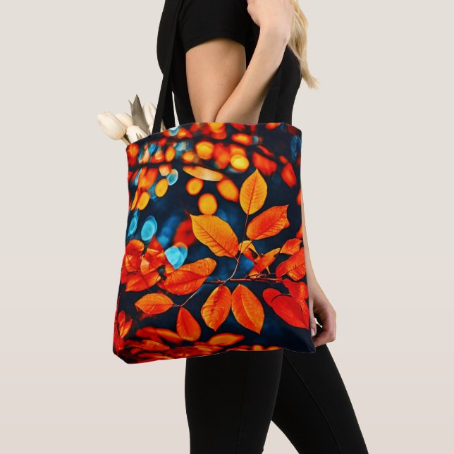 Vibrant Orange Leaves Art Tote Bag (Close Up)