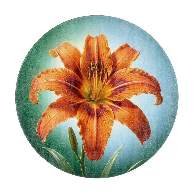 Vibrant Orange Lily Flower Bloom Cutting Board (Front)