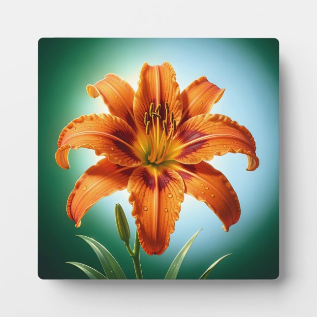 Vibrant Orange Lily Flower Bloom Plaque (Front)