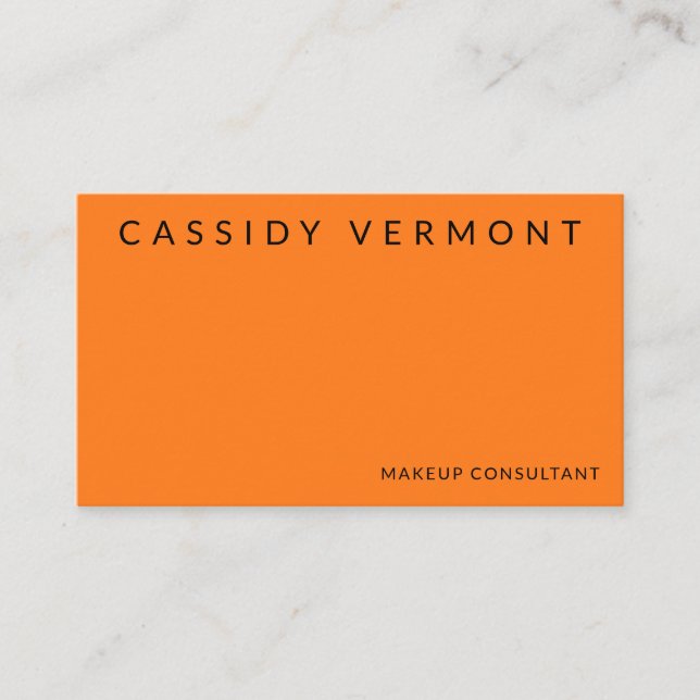 Vibrant Orange Makeup Hair Consultant  Business Card (Front)