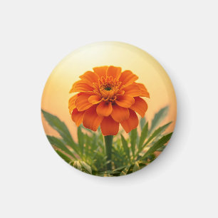 Vibrant Orange Marigold Flower Golden Sunset Magnet