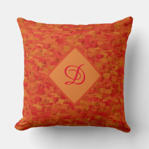 vibrant orange mid century modern boho vintage cushion