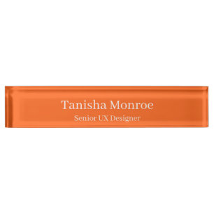 Vibrant Orange Name and Job Title Nameplate
