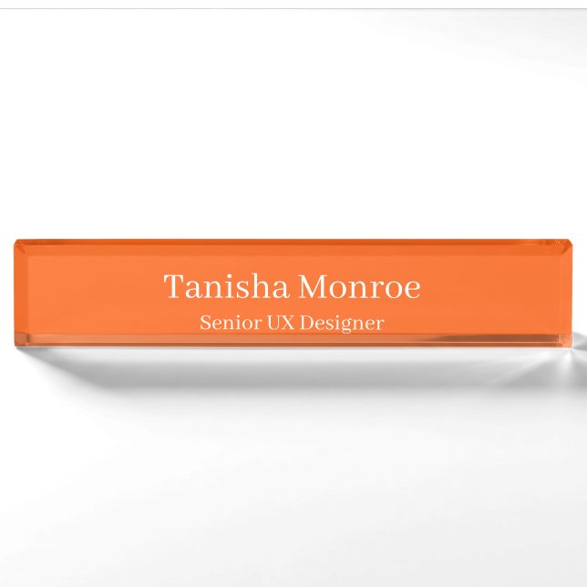 Vibrant Orange Name and Job Title Nameplate (Front)