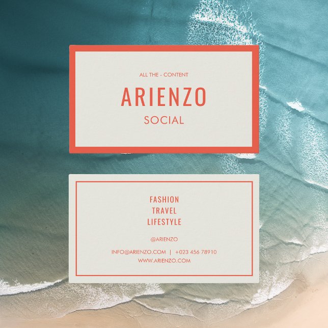 Vibrant Orange Retro Social Media Business Card (Creator Uploaded)