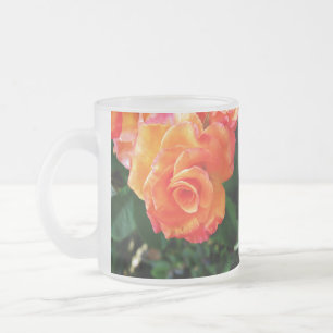 Vibrant Orange Rose Photograph Frosted Glass Coffee Mug