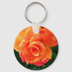 Vibrant Orange Rose Photograph Key Ring