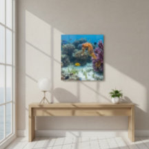 Vibrant Orange Seahorse Acrylic Wall Art