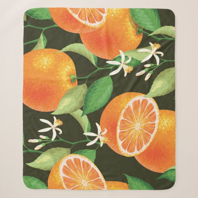 Vibrant Orange Seamless Pattern Design Sherpa Blanket (Front)