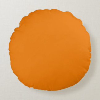 Vibrant Orange Solid Colour Decorative Round Cushion