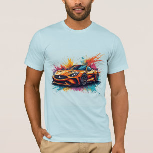 🏎️ Vibrant Orange Sports Car Speed Racing Graphic T-Shirt