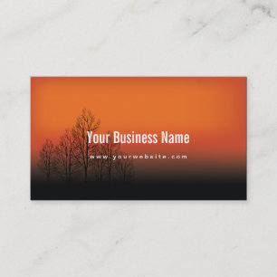 Vibrant Orange Sunset/Dusk Trees Business Card