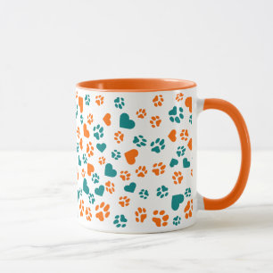 Vibrant Orange & Teal Paw Print – Pet Lover Gift Mug