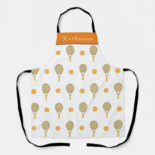 Vibrant Orange Tennis Fun Personalised Player Cute Apron