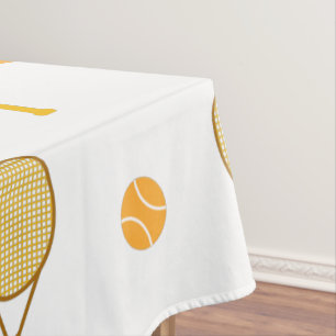 Vibrant Orange Tennis Fun Personalised Player Cute Tablecloth