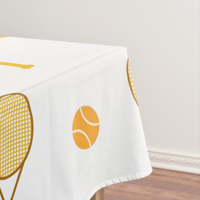 Vibrant Orange Tennis Fun Personalised Player Cute Tablecloth (In Situ)