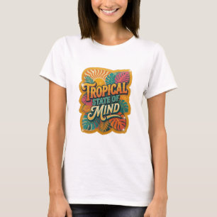 Vibrant Orange TROPICAL STATE OF MIND Wearable Art T-Shirt