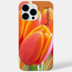 Vibrant Orange Tulip Flowers Photo Custom Case-Mate iPhone 14 Pro Max Case