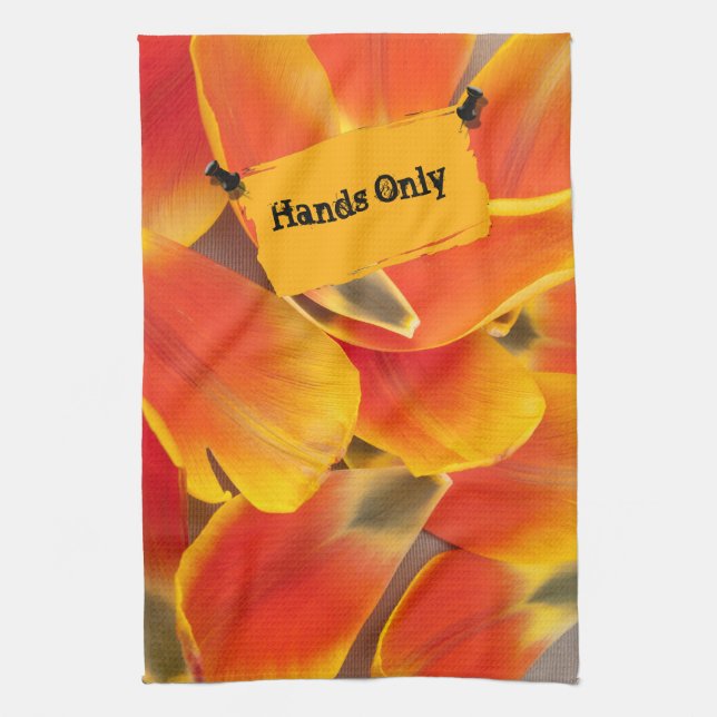 Vibrant Orange Tulip Petals Photograph Custom Tea Towel (Vertical)