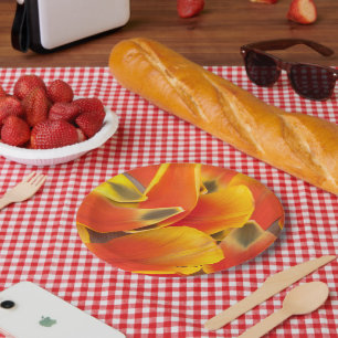 Vibrant Orange Tulip Petals Photograph Paper Plate