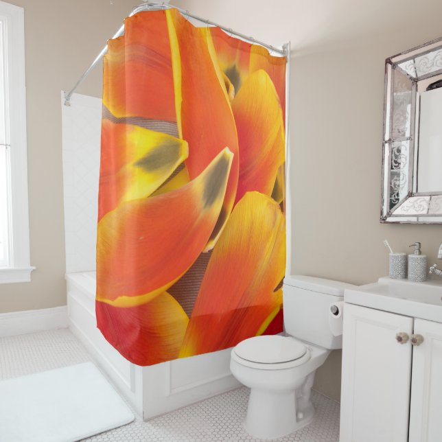 Vibrant Orange Tulip Petals Photograph Shower Curtain (In Situ)