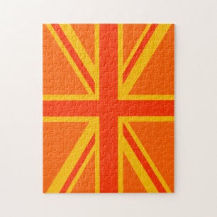 Vibrant Orange Union Jack British Flag Swag Jigsaw Puzzle