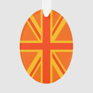 Vibrant Orange Union Jack British Flag Swag Ornament
