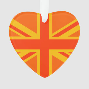 Vibrant Orange Union Jack British Flag Swag Ornament