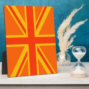 Vibrant Orange Union Jack British Flag Swag Plaque