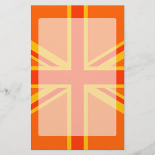 Vibrant Orange Union Jack British Flag Swag Stationery