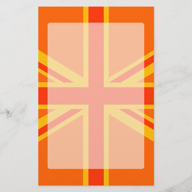 Vibrant Orange Union Jack British Flag Swag Stationery (Front)