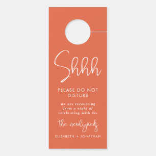 Vibrant Orange Wedding Do Not Disturb Door Hanger