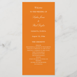 Vibrant Orange Wedding Program