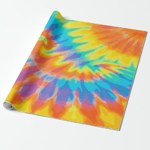 Vibrant Orange, Yellow & Purple Tie-Dye Pattern Wrapping Paper