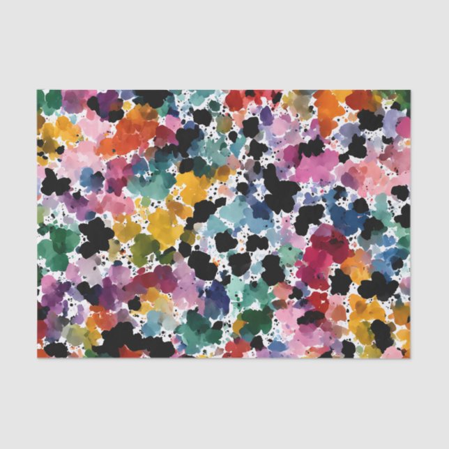 Vibrant Organic Abstract: Imperfect Ink Blot Tissue Paper (Front)