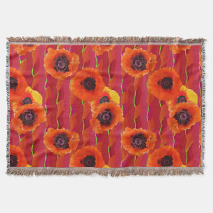 Vibrant Oriental Poppies Throw Blanket