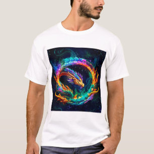 Vibrant Ouroboros Dragon Art Symbol T-Shirt