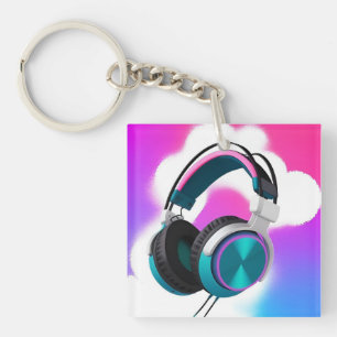 Vibrant Over-Ear Headphones Key Ring