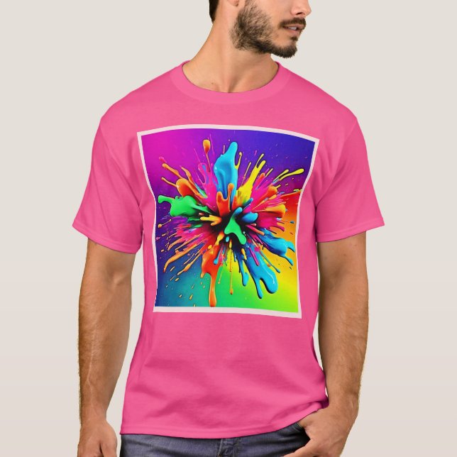 Vibrant Paint Burst Design T-Shirt (Front)