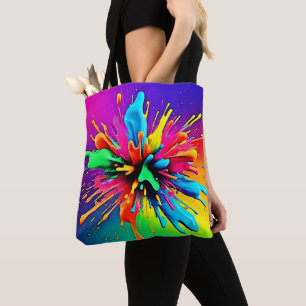 Vibrant Paint Burst Design Tote Bag