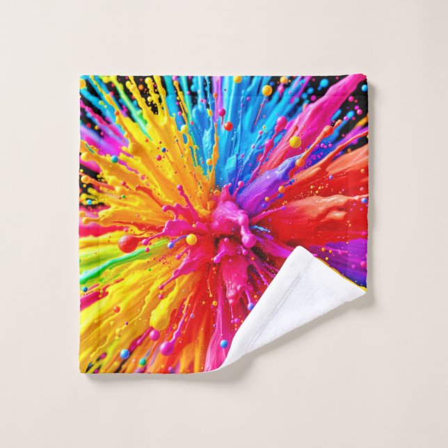 Vibrant Paint Burst Energy Bath Towel Set (Wash Cloth)