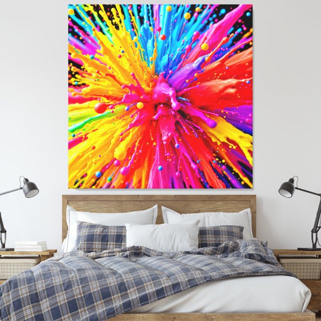 Vibrant Paint Burst Energy Canvas Print (Insitu(Bedroom))