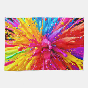 Vibrant Paint Burst Energy Tea Towel