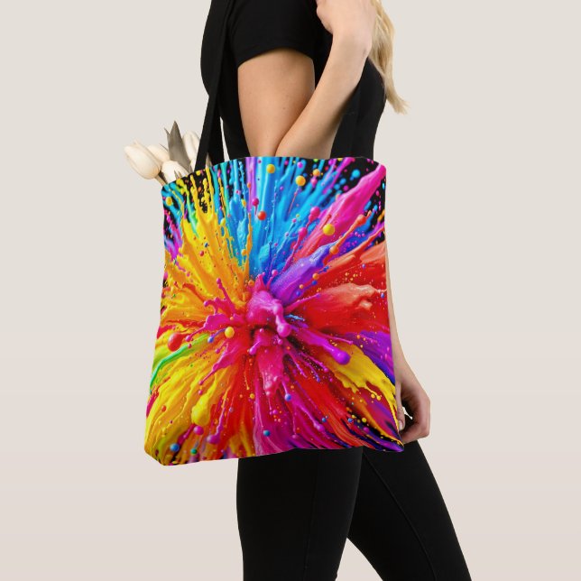 Vibrant Paint Burst Energy Tote Bag (Close Up)