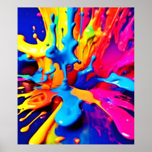 Vibrant Paint Splash Art in Bold Colours Poster