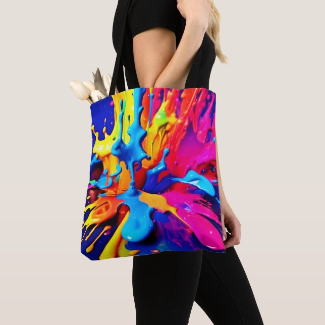 Vibrant Paint Splash Art in Bold Colours Tote Bag (Close Up)