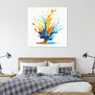 Vibrant Paint Splashes Colourful Abstract Canvas Print