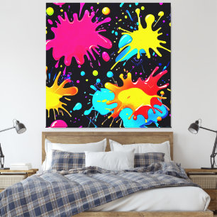 Vibrant Paint Splatter Artwork Burst Canvas Print
