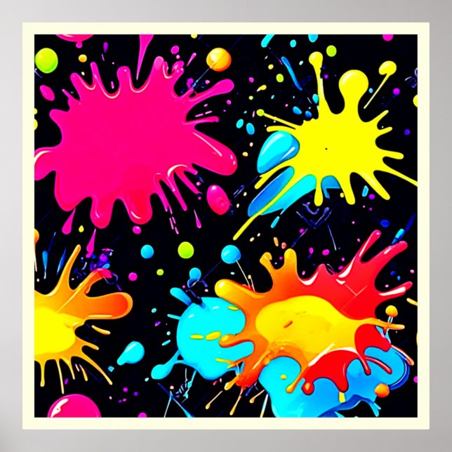 Vibrant Paint Splatter Artwork Burst Poster (Front)